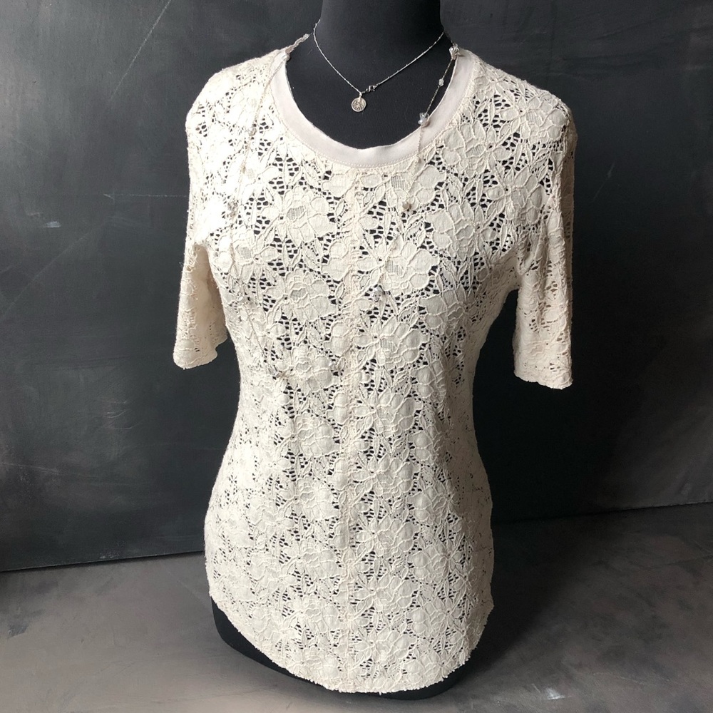 Raquel Allegra ivory off white lace blouse